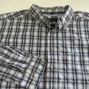 Ariat Pro Series Men’s‎ Blue Orange Plaid Long Sleeve Button Down XXL